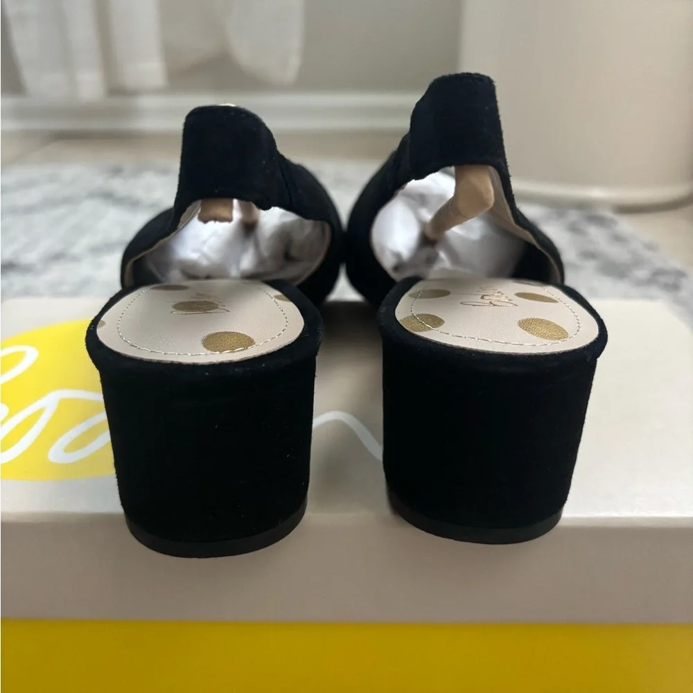 Boden Lena black suede slingback low heel